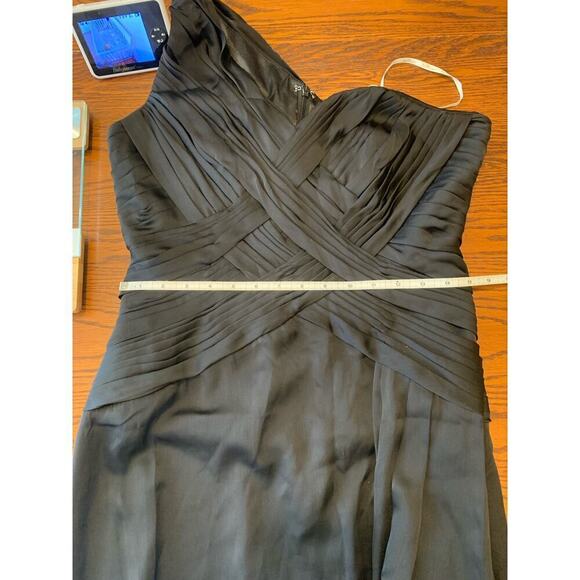 Jade Couture Black Maxi Long One Shoulder Rouched Chiffon Formal Dress Size 8 - Picture 10 of 11